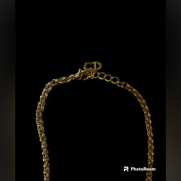 Christian Dior Gold Arch CD Necklace with Rhinestones & Minimal Tarnishing EUC - Picture 8 of 8